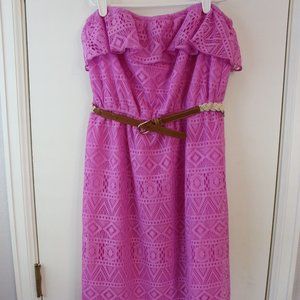 Lavender Maurices Strapless Lace High/Low Lace Dress w/ Belt
